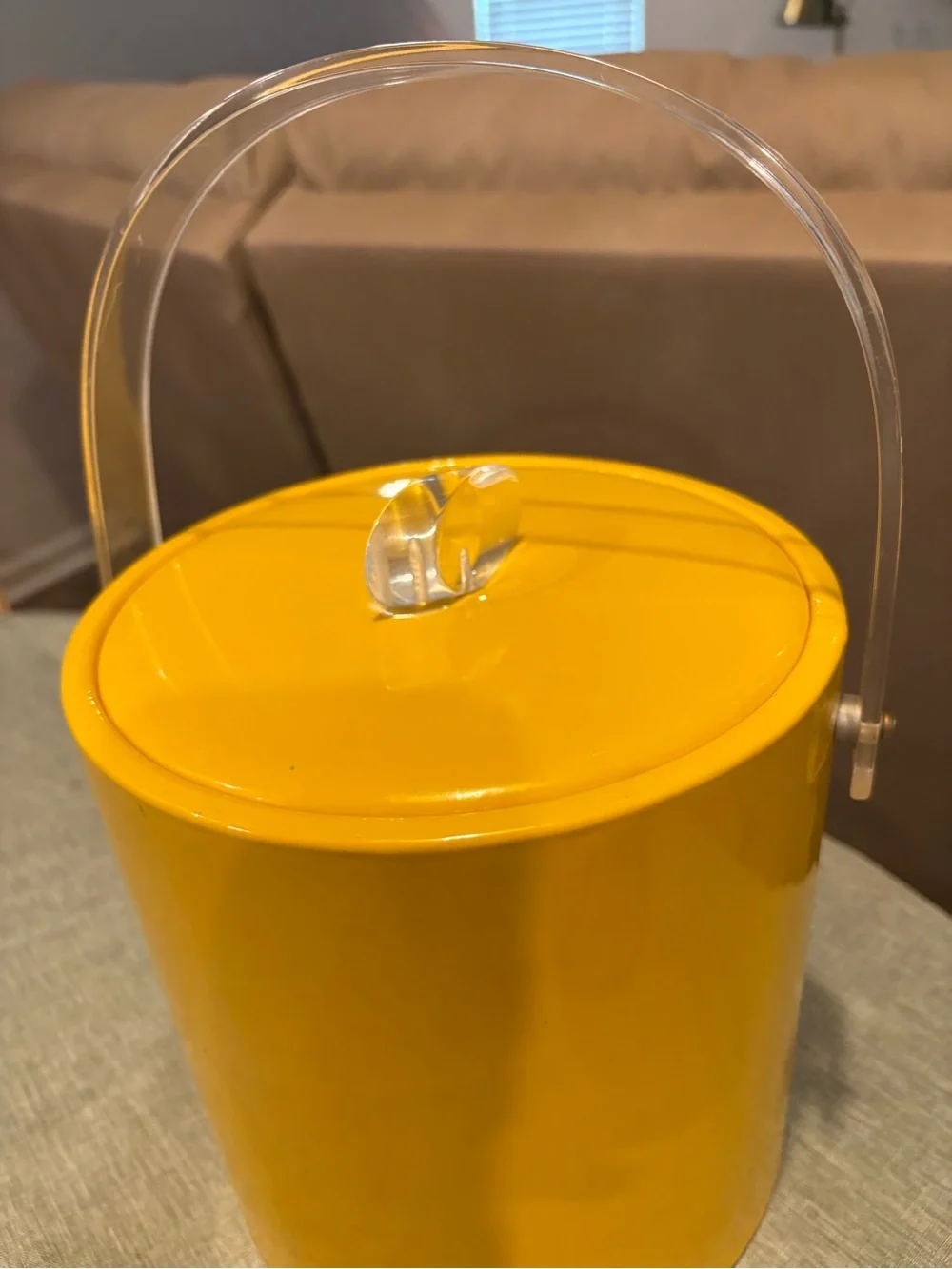 Vintage MCM Golden Yellow Lucite Ice Bucket.